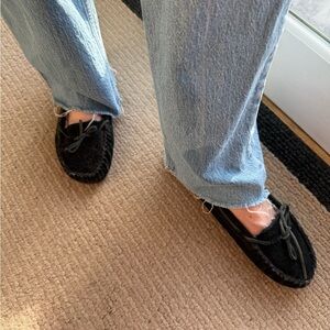 Minnetonka Black Suede Moccasins